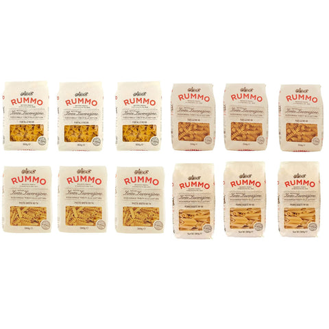 Rummo Testpaket Rummo Pasta mista Farfalle Penne rigate Fusilli Hartweizengrieß Pasta Nudeln Packung 12x 500g italienisch Original