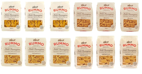 Rummo Testpaket Rummo Pasta mista Farfalle Penne rigate Fusilli Hartweizengrieß Pasta Nudeln Packung 12x 500g italienisch Original