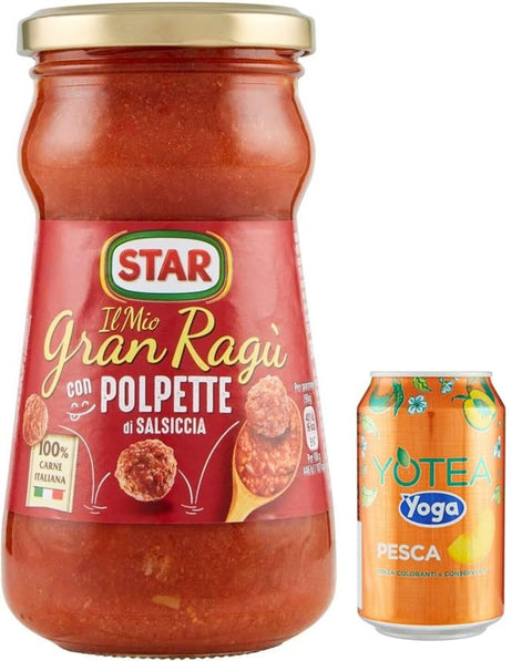 Rummo 12er Pack Star Il Mio Gran Ragu' con Polpette di Salsiccia Tomatensauce mit Schweinefleisch und Wurst 360g + 330ml italienisch Original
