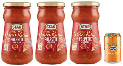 Rummo 3er Pack Star Il Mio Gran Ragu' con Polpette di Salsiccia Tomatensauce mit Schweinefleisch und Wurst 360g + 330ml italienisch Original