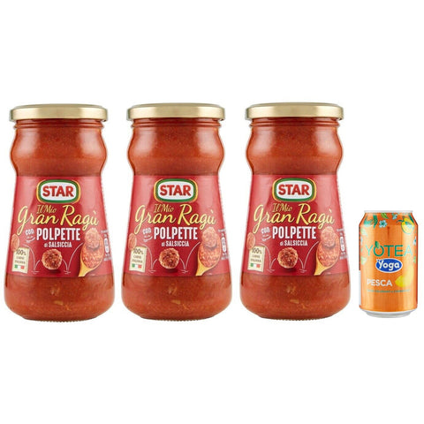 Rummo 3er Pack Star Il Mio Gran Ragu' con Polpette di Salsiccia Tomatensauce mit Schweinefleisch und Wurst 360g + 330ml italienisch Original