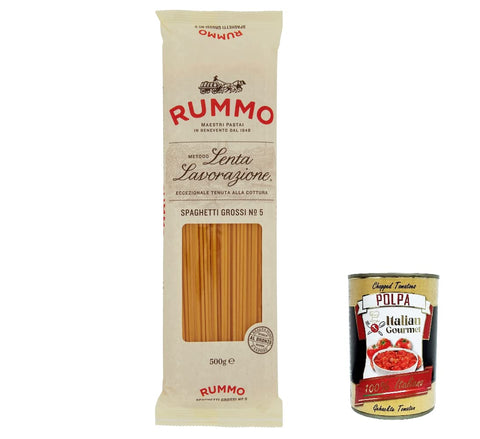 Rummo Pflegestifte & Lippenbalsam 10x Rummo Spaghetti grossi N. 5 Hartweizengrieß Pasta Italienische Nudeln 500g Packung + Italian Gourmet Polpa di Pomodoro 400g Dose 8008343200059