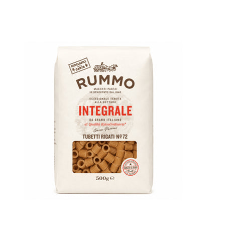 Rummo Tubetti Integrali N°72 100% Grano Italiano Vollkornröhren Nr. 72 100% italienischer Weizen 16x500 g italienisch Original Pastasauce + kostenlos polpa 400 g