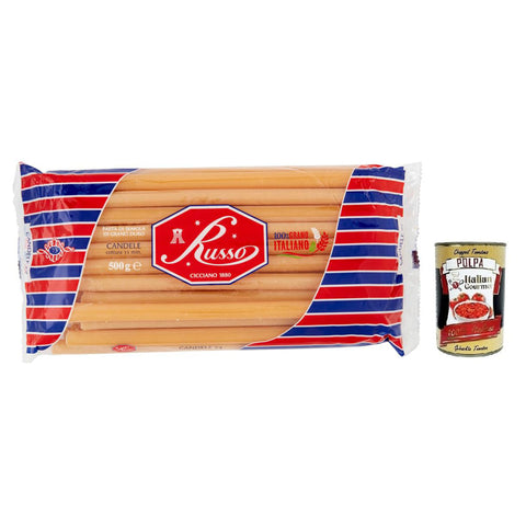 Russo Candele N°73 Hartweizengrieß Pasta, 100% Italienischer Weizen, Packung 1x500g Original italienisch