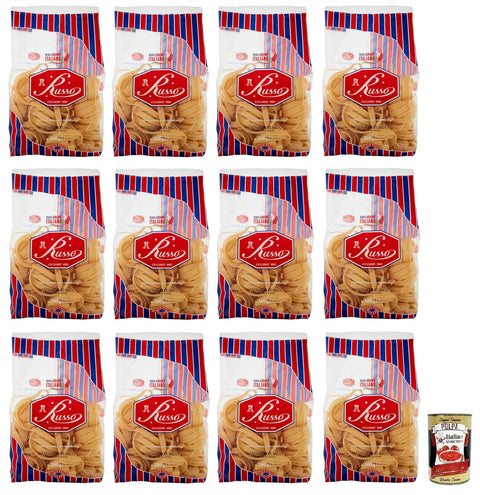 Russo Längliche Pasta 12x Russo Tagliatelle Nido N°111 Hartweizengrieß Pasta,100% Italienischer Weizen,500g-Packung + Italian Gourmet Polpa di Pomodoro 400g Dose 8000139924736