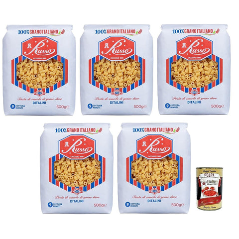 Russo Ditalini N°112 Hartweizengrieß Pasta,100% Italienischer Weizen,500 g Packung Nudeln & Pasta italienisch Original