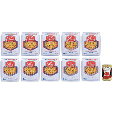 Russo Nudeln & Pasta Russo Ditalini N°112 Hartweizengrieß Pasta,100% Italienischer Weizen,500g-Packung 10x Original italienisch inkl. Italian Gourmet Polpa di Pomodoro 400g Dose 8000139922688