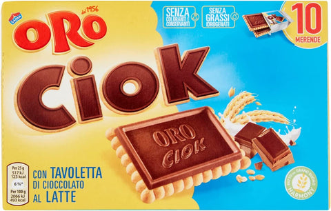 Saiwa Kekse Saiwa Oro Ciok Latte Keks mit Tafel Milchschokolade, Ikonische Snack,Packung à 250g, jede Packung enthält 10 Einzelportionen à 25g + Italian Gourmet Polpa di Pomodoro 400g Dose 3175681077355