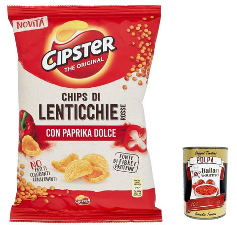 Saiwa Cipster di Lenticchie Rosse alla Paprika Rote Linsenchips mit Paprika, ikonische Form und knackiger Geschmack, 80 g italienisch Original