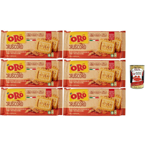 Saiwa Oro Saiwa Cruscoro kekse Kurzkurzbread mit rohem Rohrzucker und einem Tropfen Honig 6x400 g italienisch Original + kostenlos polpa 400 g