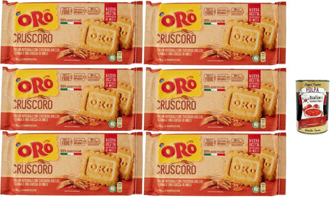 Saiwa Snack Kuchen & Backwaren Oro Saiwa Cruscoro, kekse Kurzkurzbread mit rohem Rohrzucker und einem Tropfen Honig, 6x 400 g, cookies biscuits + Italian Gourmet polpa 400g 7622201692360