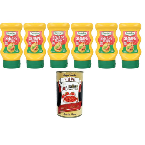 Salsa Senape Salsas Salsa Senape delicata senza glutine, Milde Senfsauce Glutenfrei 6x 250ml Original italienisch inkl. Italian Gourmet Polpa 400g 8032804040014