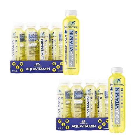 San Benedetto Aromatisiertes Wasser MHD 29/04/2026 San Benedetto Aquavitamin Keep Calm Erfrischungsgetränk mit Vitaminen und Magnesium 24 x 40 cl