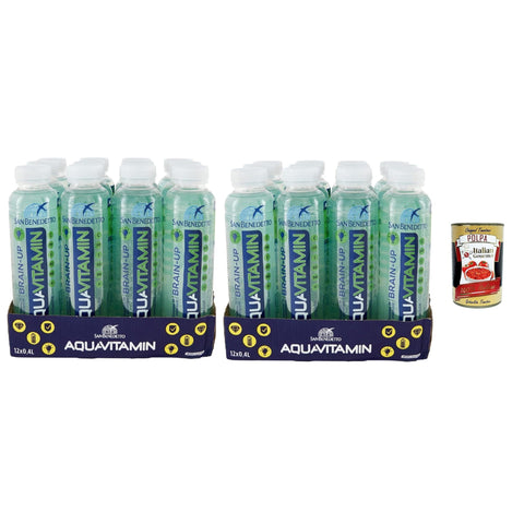 San Benedetto Aquavitamin Brain-Up Wasser mit Kiwi Apfel und Granatapfel water with Kiwi Apple and Pomegranate 24x400 ml italienisch Original Pastasauce +