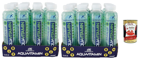 San Benedetto Aromatisiertes Wasser San Benedetto Aquavitamin Brain-Up 24x 400 ml, Wasser mit Kiwi, Apfel und Granatapfel, water with Kiwi, Apple and Pomegranate + Italian Gourmet polpa 400g 8001620015421