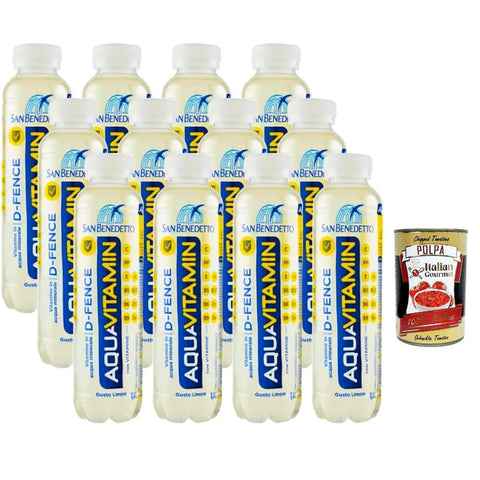 San Benedetto Aromatisiertes Wasser San Benedetto Aquavitamin D-Fence, wasser mit Lemon PET Flasche, water flavored with lemon, 12x 40cl Original italienisch inkl. Italian Gourmet Polpa 400g 8032804040014