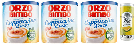San Benedetto 3er Pack Orzo Bimbo Cappuccino D'orzo Solubile Löslich Gersten Cappuccino eine koffeinfreie 150g + 330ml italienisch Original