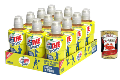 San Benedetto Eistee Estathè Sport Limone Erfrischendes Zitronengetränk mit Mineralien und praktischem Sportverschluss für Schule, Büro, Training, Fußball, Tennis und Fitness. 12 x 250 ml