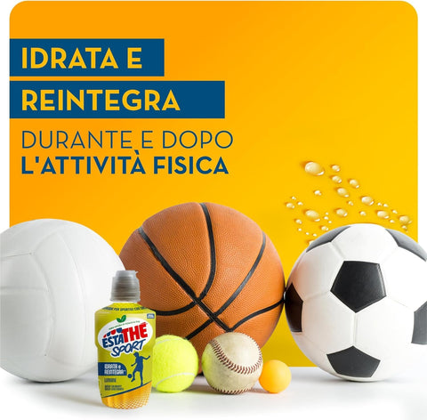San Benedetto Eistee Estathè Sport Limone Erfrischendes Zitronengetränk mit Mineralien und praktischem Sportverschluss für Schule, Büro, Training, Fußball, Tennis und Fitness. 12 x 250 ml