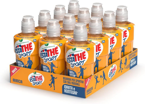 San Benedetto Eistee Estathè Sport Pesca Orange Tea Sportgetränk 12 x 250 ml – Erfrischendes Getränk mit Orangengeschmack, Mineralien und praktischem Sportverschluss für Schule, Büro, Training, Fußball, Tennis und Fitness.