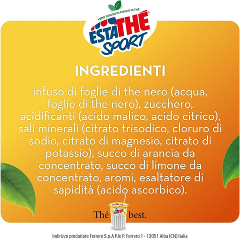 San Benedetto Eistee Estathè Sport Pesca Orange Tea Sportgetränk 12 x 250 ml – Erfrischendes Getränk mit Orangengeschmack, Mineralien und praktischem Sportverschluss für Schule, Büro, Training, Fußball, Tennis und Fitness.