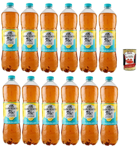 San Benedetto Eistee San Benedetto Thè Deteinato Limone 12x 1,5 L, entkoffeiniert Eistee The' Zitrone PET Einweg, ice tea erfrischend, Ohne Konservierungsstoffe und künstliche Farbstoffe + Italian Gourmet polpa 400g 8001620002964