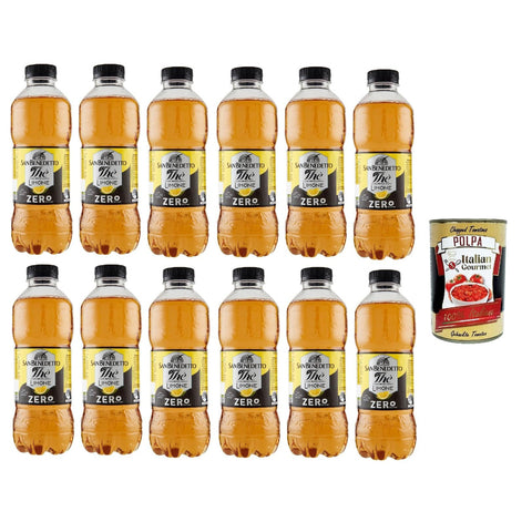 San Benedetto Thè Limone zero Eistee The' Zitrone ohne Zucker PET Einweg ice tea erfrischend Ohne Konservierungsstoffe und künstliche Farbstoffe 12x500 ml