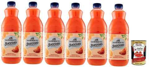 San Benedetto Succoso Arancia e Arancia Rossa PET flasche 6x1 Orange und Blutorange Fruchtsaft saft Orange fruit juice 5 Lt italienisch Original Pastasauce +