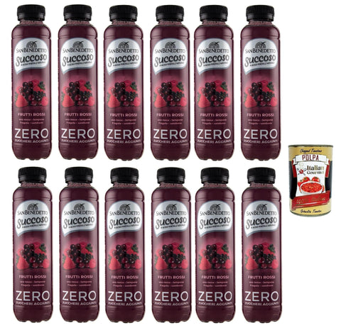 San Benedetto Fruchtsäfte San Benedetto Succoso Zero Frutti rossi PET 12x 40cl, PET, Rote Früchte, ohne zucker Fruchtsaft saft, redberries juice sugar free + Italian Gourmet polpa 400g 8001620015636
