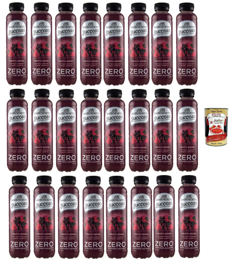 San Benedetto Fruchtsäfte San Benedetto Succoso Zero Frutti rossi PET 24\x 40cl, PET, Rote Früchte, ohne zucker Fruchtsaft saft, redberries juice sugar free + Italian Gourmet polpa 400g 8001620015643