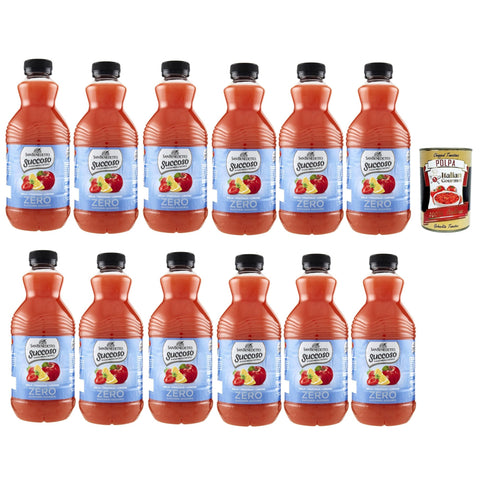 San Benedetto Succoso Zero Mela Fragola Limone PET 12x 90 cl, PET Apfel, Zitrone und Erdbeere ohne zucker Fruchtsaft saft, Lemon juice sugar free italienisch Original