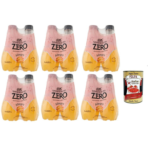 San Benedetto Getränke, Kaffee & Tee San Benedetto Allegra Zero PET aperitivo ohne Zucker 24x 0,25 l, ohne Zucker Orangensaft Softdrink ohne Zucker, erfrischend orange Aperitiv Aperif sugarfree italienisch Original 8001620017005