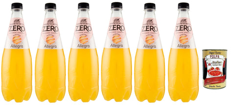 San Benedetto Getränke, Kaffee & Tee San Benedetto Allegra Zero PET aperitivo ohne Zucker 6x 0,75l, ohne Zucker Orangensaft Softdrink ohne Zucker, erfrischend orange Aperitiv-Aperif sugarfree + Italian Gourmet polpa 400g 8001620012406