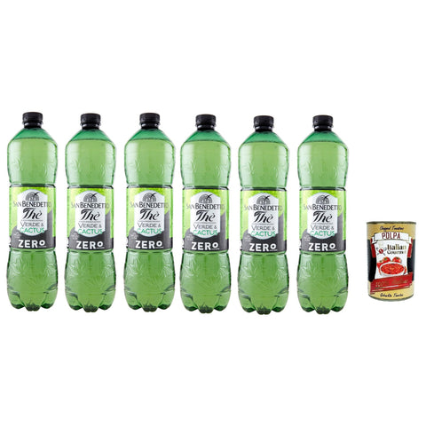 San Benedetto Eistee The' Verde Zero grüner Tee erfrischend zuckerfrei PET mit Tee Aufguss in natürlichem 6x1500ml Original italienisch Getränk