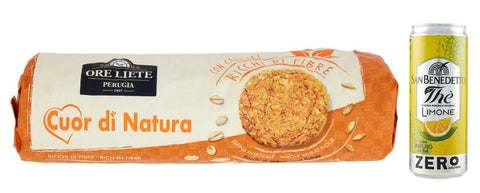 San Benedetto Kekse 12er-Pack Ore Liete Cuor di Natura Biscotti con Cereali,Kekse mit Getreide,mit Vollkornmehl und ohne Zuckerzusatz,250g + 1er-Pack Kostenlos San Benedetto Eistee mit Zitrone Ohne Zucker 330ml Dose 8001620019573
