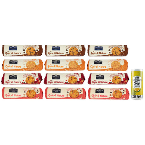 San Benedetto Pack Testpaket Ore Liete Cuor di Natura Biscotti con Cereali,Kekse mit Getreide,Ohne Zuckerzusatz,250 g + 1er Pack Kostenlos San Benedetto Eistee mit Zitrone Ohne Zucker 330 ml Dose italienisch Original