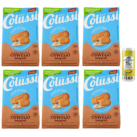 Colussi 6er Pack Biscotti Oswego Integrali, Vollkornkekse Kekse mit Braunem Zucker und Getreide Mehl 1x450g Original italienisch
