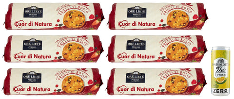 San Benedetto Ore Liete Cuor di Natura Biscotti con Cereali,Kekse mit Getreide und Beeren,ohne Zuckerzusatz,250g 6er-Pack Original italienisch inkl. 1er-Pack Kostenlos San Benedetto Eistee mit Zitrone Ohne Zucker 330ml Dose