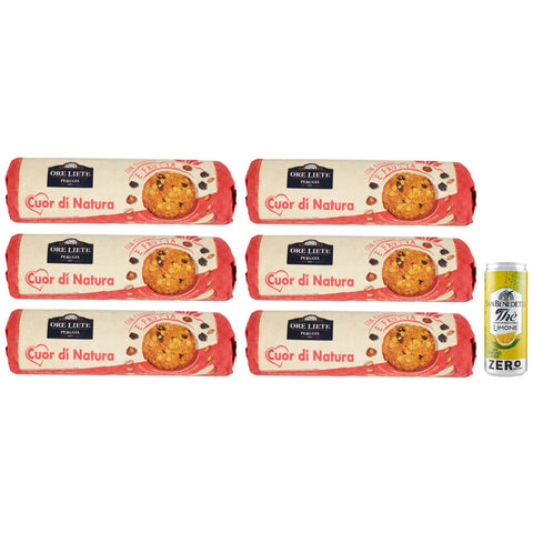San Benedetto 6er Pack Ore Liete Cuor di Natura Biscotti Frutta, Kekse mit Getreide und Obst 1x250g Original italienisch