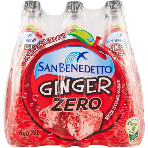 San Benedetto Ingwer Zero PET ohne Zucker Aperitivo Softdrink ohne Alkoholno ohne Zucker 12x0,75l Original italienisch Getränk
