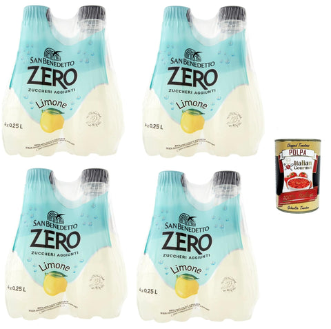 San Benedetto Limone Zero PET ohne Zucker 24x 0,25 l, Zitrone zero, Limonade orange ohne Zucker, lemon soft drink sugarfree italienisch Original