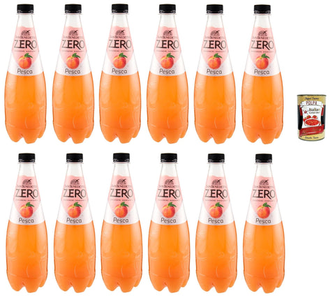 San Benedetto Pesca Zero PET ohne Zucker 12x 0,75 l, Pfirsch, Limonade orange ohne Zucker, peach soft drink sugarfree italienisch Original