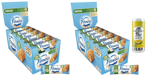 San Benedetto Müsliriegel 2er-Pack Nestlé Fitness Original Barrette di Cereali Integrali,Vollkornriegel,564g Packung,Jede Packung enthält 24 Riegel à 23,5g + 1er-Pack San Benedetto Eistee mit Zitrone Ohne Zucker 330ml Dose 8001620019573