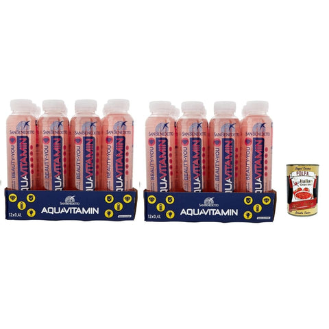 San Benedetto Stilles Wasser San Benedetto Aquavitamin Beauty you Wasser mit Rote Früchte water with red fruits 24x400 ml italienisch Original Pastasauce + kostenlos polpa 400 g 8001620015414