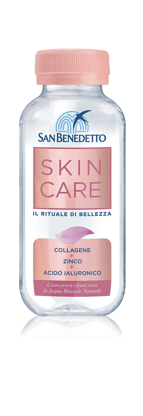 San Benedetto Skincare 24er Pack Pfirsich und rote Früchte Mineralwassergetränk mit Kollagen, Zink und Hyaluronsäure 1x22cl Original italienisch