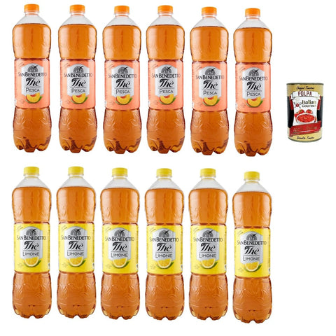 San Benedetto Tee San Benedetto Testpaket, Thè Pesca und limone 12x 1,5 L, Eistee The' Pfirsich und zitrone PET Einweg, ice tea, Ohne Konservierungsstoffe und künstliche Farbstoffe italienisch Original 80165484