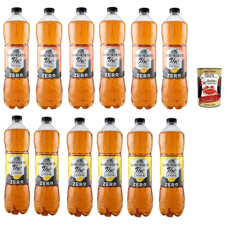 San Benedetto Testpaket, Thè Pesca und limone zero 12x1, 5 L, Eistee The' Pfirsich und zitrone ohne Zucker PET Einweg, ice tea erfrischend, Ohne