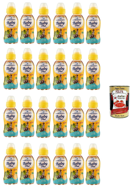 San Benedetto Tee San benedetto Thè baby, the deteinato alla limone entcoffeiniert, Soft drink, lemon tea decaffeinated, Eistee zitrone PET 24x 25cl + Italian Gourmet polpa 400g 8001620004159