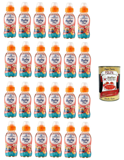 San Benedetto Tee San benedetto Thè baby, the deteinato alla pesca entcoffeiniert, Soft drink, peach tea decaffeinated, Eistee Pfirsich PET 24x 25cl + Italian Gourmet polpa 400g 8001620004173