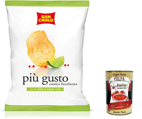 San Carlo più gusto Limette & rosa Pfeffer Chips Kartoffelchips gesalzen 50 g 20x italienisch Original + gratis polpa 400 g
